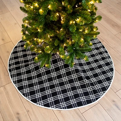 Black and White Check Christmas Tree Skirt