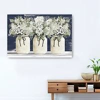 White Floral Trio Giclee Canvas Art Print