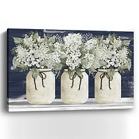 White Floral Trio Giclee Canvas Art Print