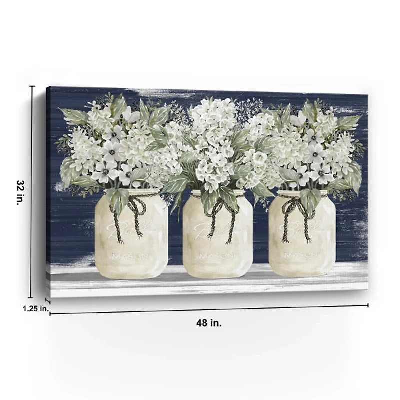 White Floral Trio Giclee Canvas Art Print