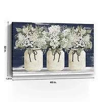 White Floral Trio Giclee Canvas Art Print