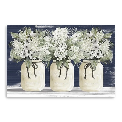 White Floral Trio Giclee Canvas Art Print