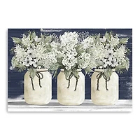 White Floral Trio Giclee Canvas Art Print