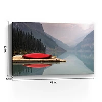 Canoe and Mountains Giclee Canvas Art Print