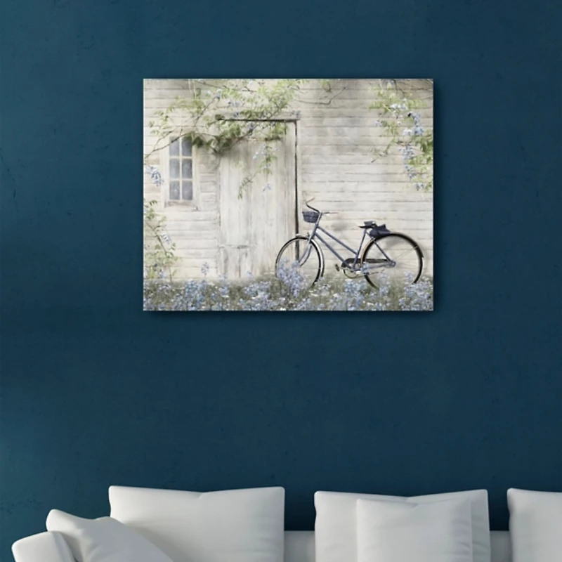 Blue Barn Bike Canvas Art Print, 30x24 in.