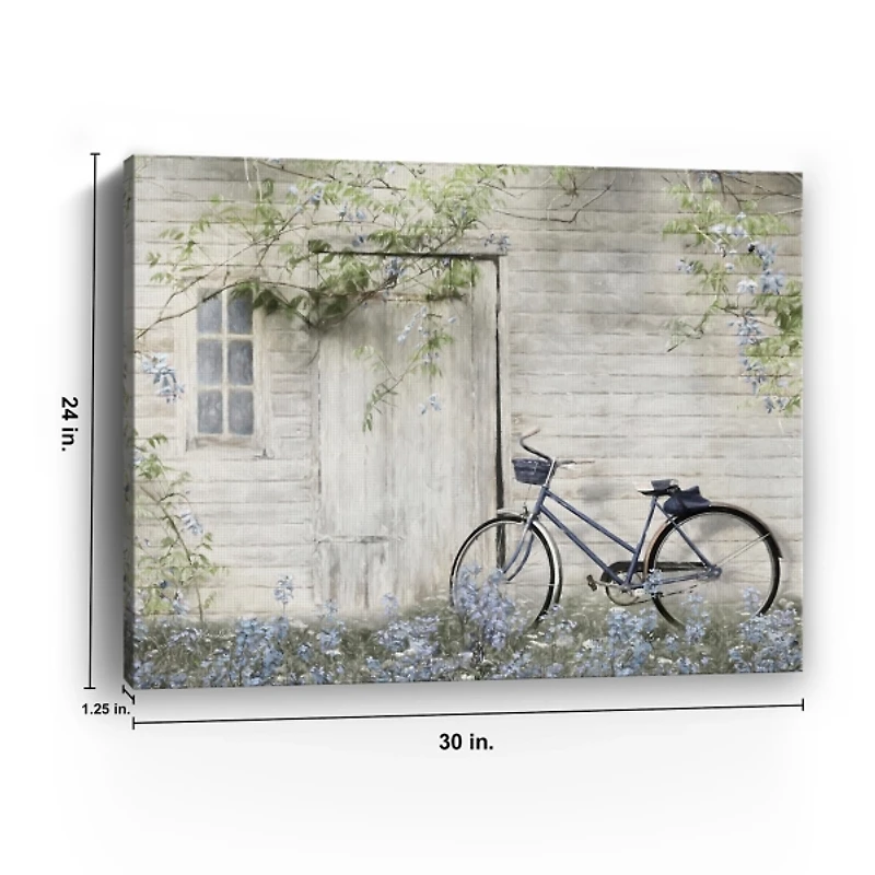 Blue Barn Bike Canvas Art Print, 30x24 in.