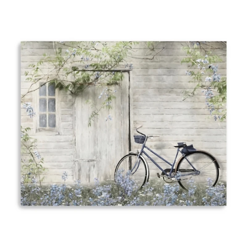 Blue Barn Bike Canvas Art Print, 30x24 in.