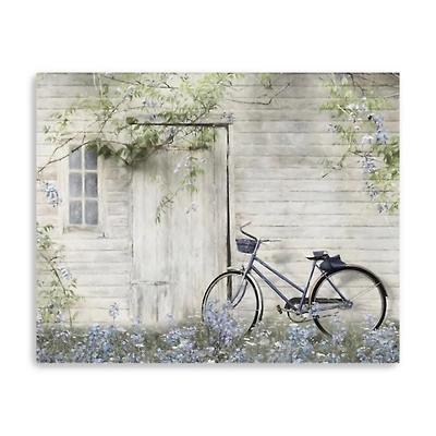 Blue Barn Bike Canvas Art Print, 30x24 in.