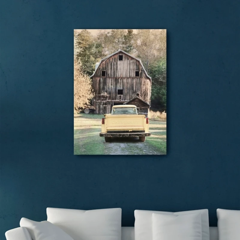 Yellow Chevy Canvas Art Print, 30x40 in.