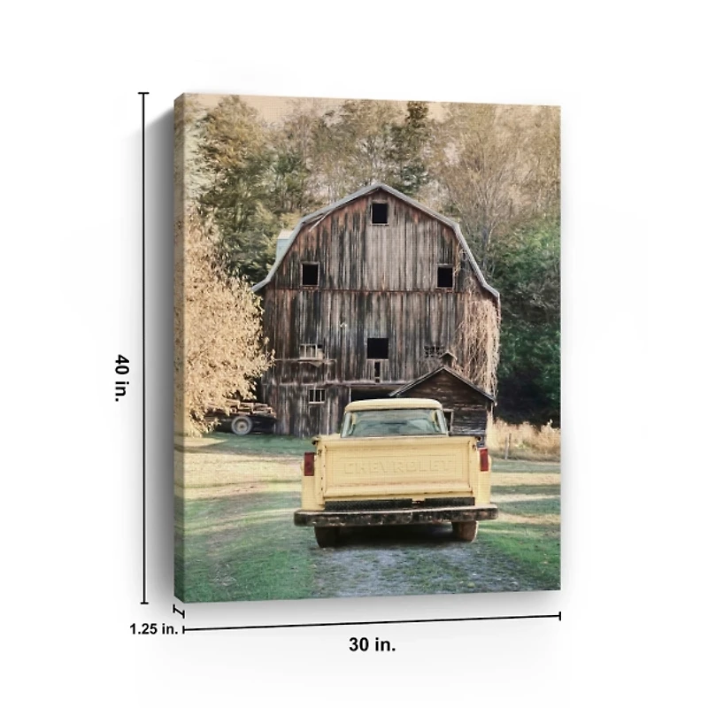 Yellow Chevy Canvas Art Print, 30x40 in.