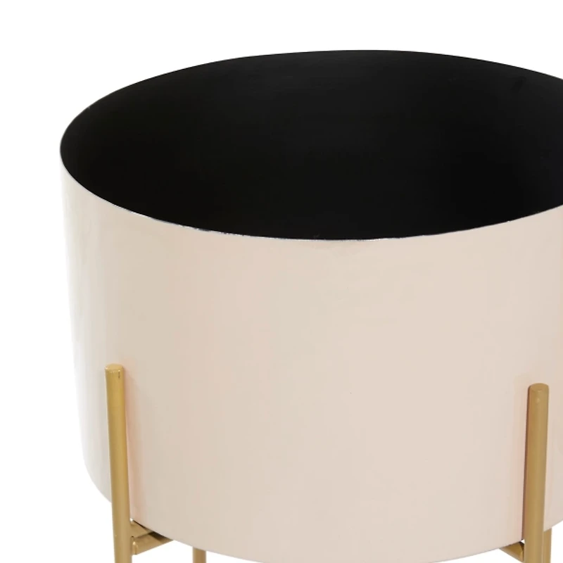 Peach Iron X-Base Planters, Set of 2