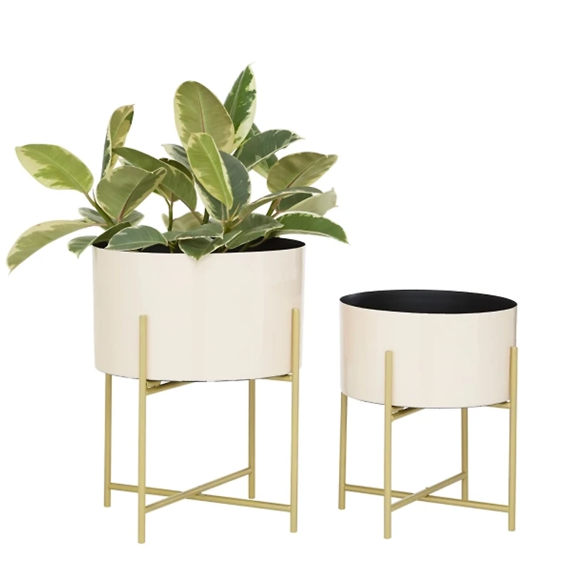 Peach Iron X-Base Planters, Set of 2
