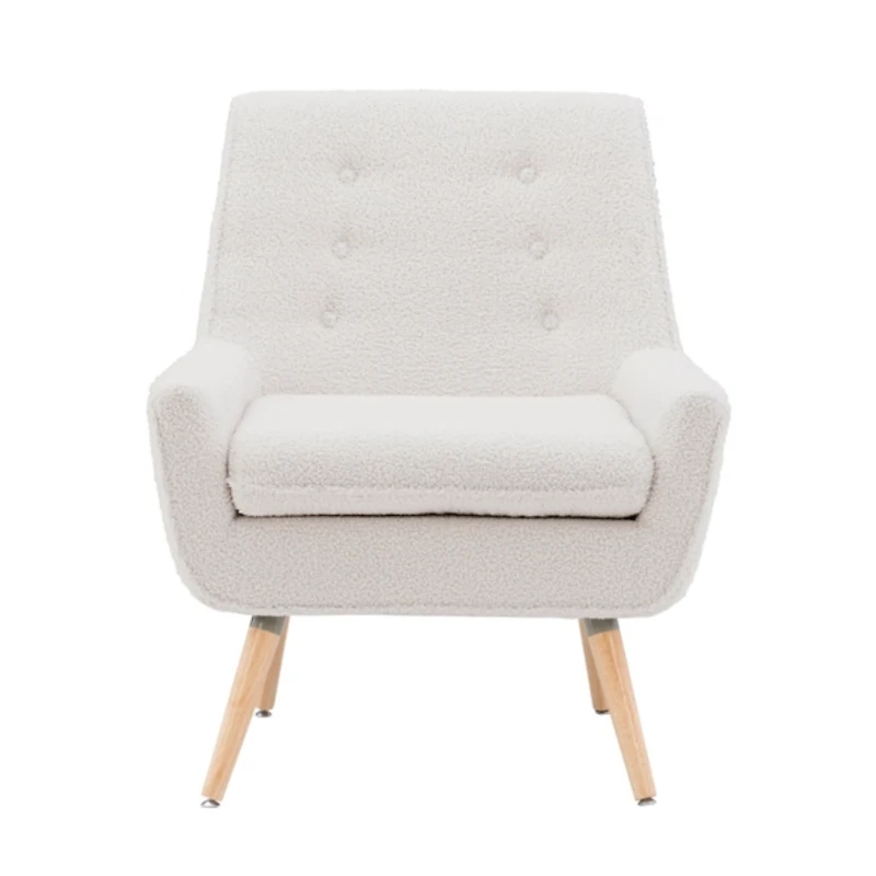 Ivory Faux Sherpa Tufted Accent Chair