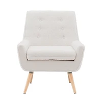 Ivory Faux Sherpa Tufted Accent Chair