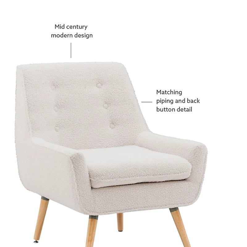 Ivory Faux Sherpa Tufted Accent Chair
