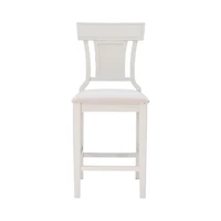 White Wood and Rattan Upholstered Counter Stool