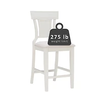 White Wood and Rattan Upholstered Counter Stool