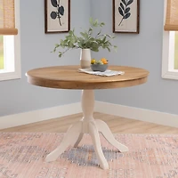 White Natural Top Pedestal Dining Table