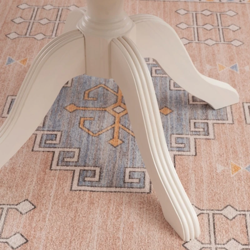 White Natural Top Pedestal Dining Table