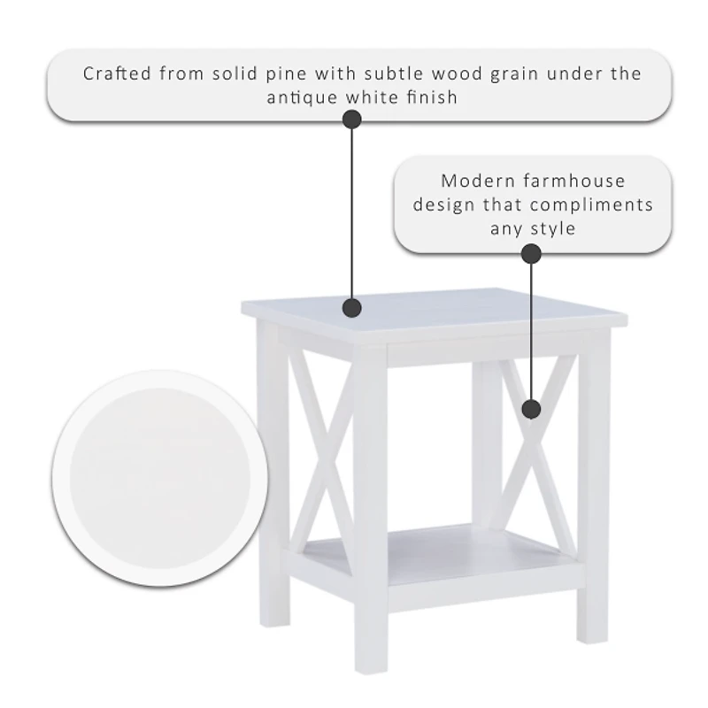 Antique White X Side Frame Accent Table
