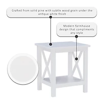 Antique White X Side Frame Accent Table