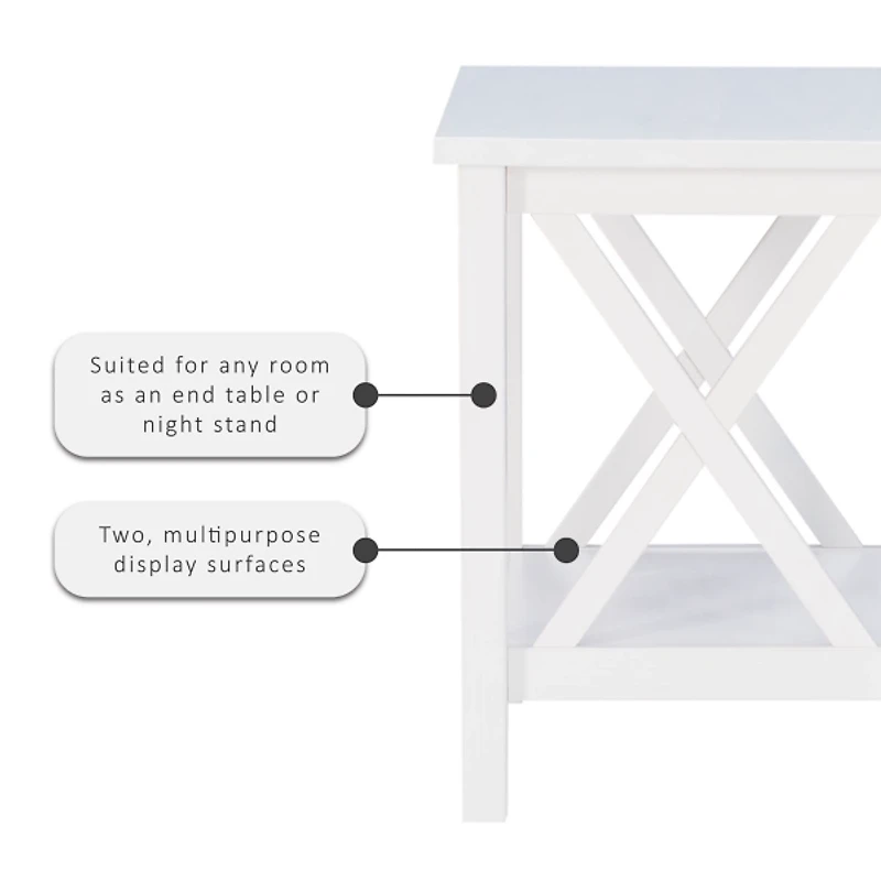 Antique White X Side Frame Accent Table