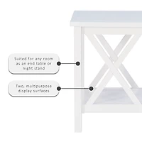 Antique White X Side Frame Accent Table