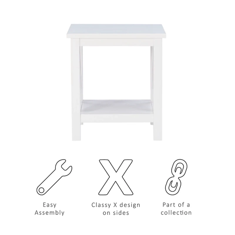 Antique White X Side Frame Accent Table