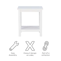 Antique White X Side Frame Accent Table