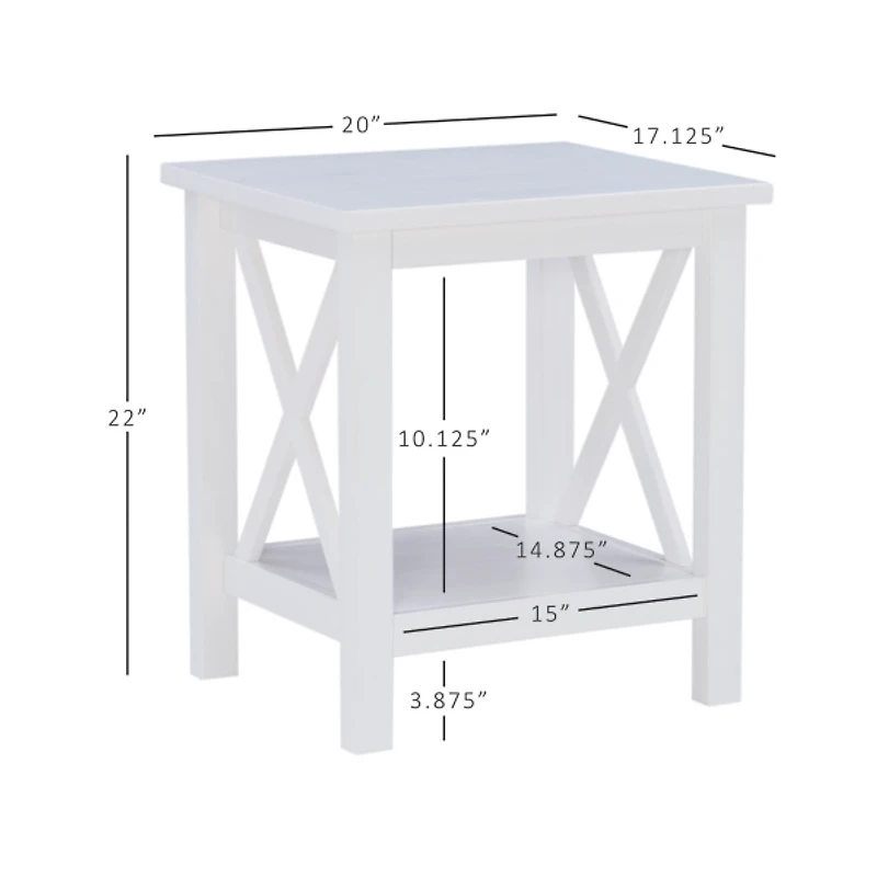 Antique White X Side Frame Accent Table