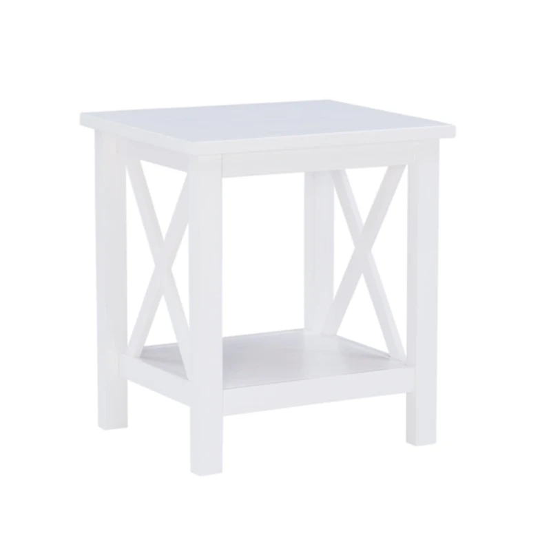 Antique White X Side Frame Accent Table
