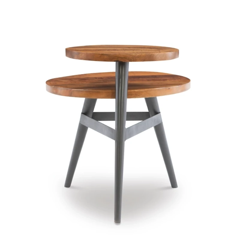 Industrial Two-Tiered Gunmetal Accent Table