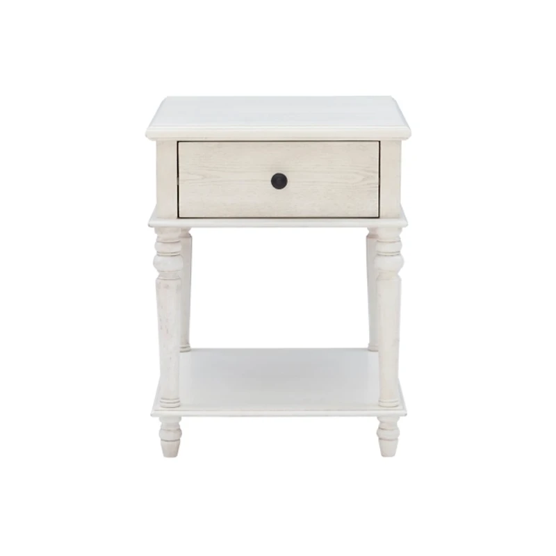 Rustic White Turned Legs Accent Table