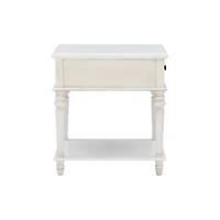 Rustic White Turned Legs Accent Table