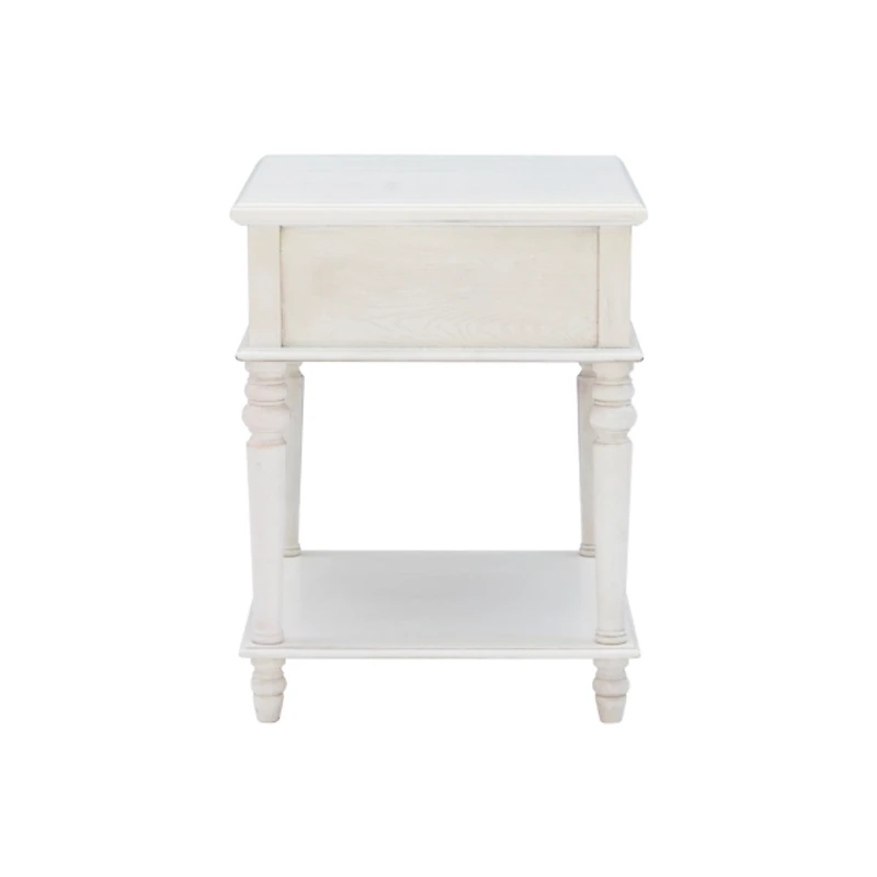 Rustic White Turned Legs Accent Table