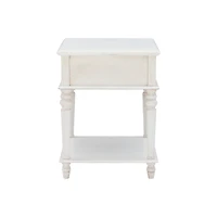Rustic White Turned Legs Accent Table