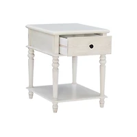 Rustic White Turned Legs Accent Table