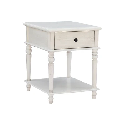 Rustic White Turned Legs Accent Table