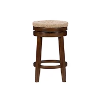 Woven Seagrass Walnut Wood Swivel Counter Stool