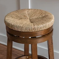 Woven Seagrass Walnut Wood Swivel Counter Stool