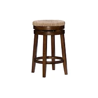 Woven Seagrass Walnut Wood Swivel Counter Stool