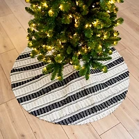 Black and White Striped Fringe Tree Skirt
