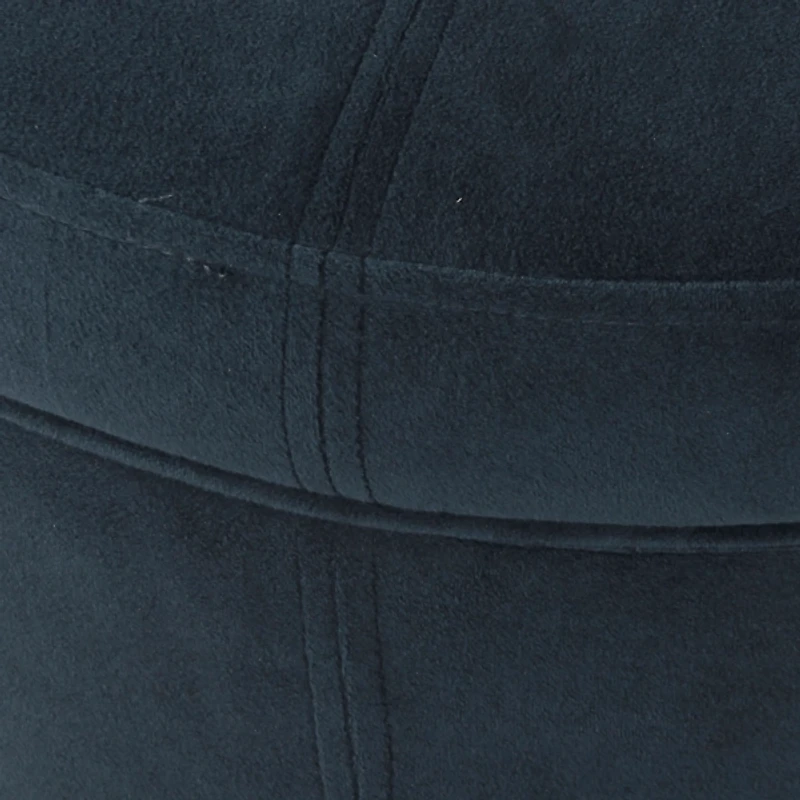 Navy Velvet Upholstered Round Storage Ottoman