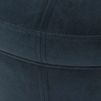 Navy Velvet Upholstered Round Storage Ottoman