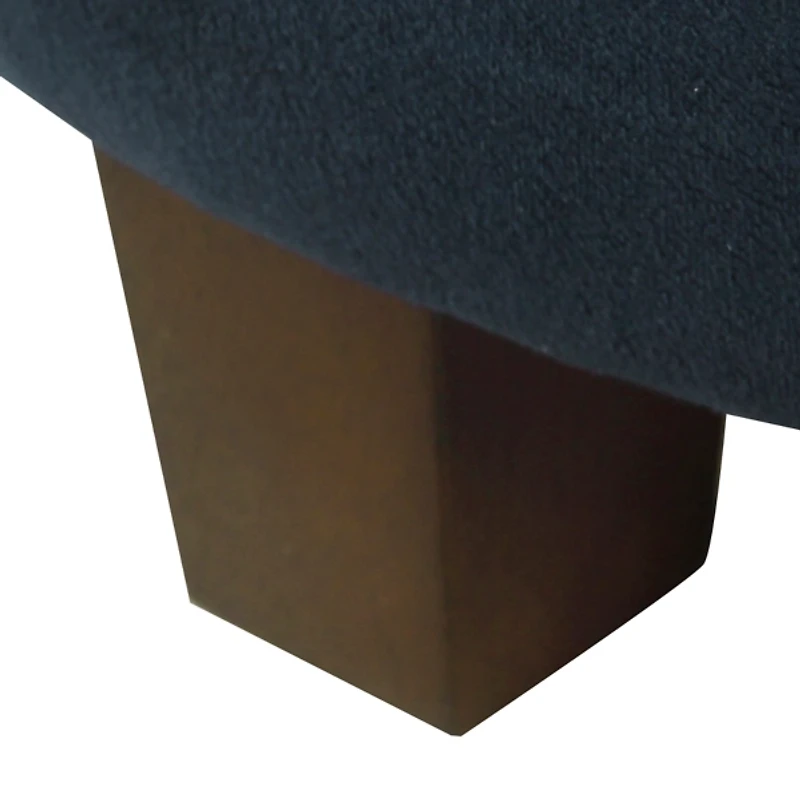 Navy Velvet Upholstered Round Storage Ottoman