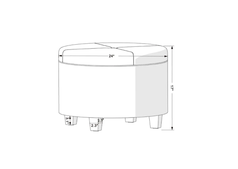 Navy Velvet Upholstered Round Storage Ottoman