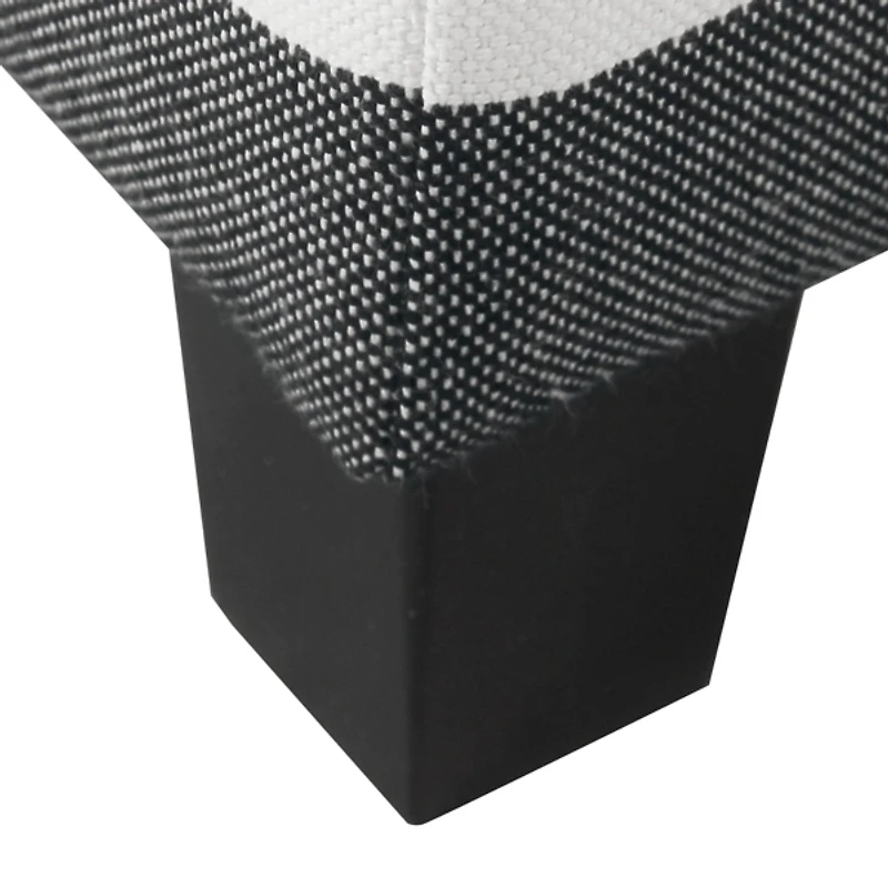 Cream Buffalo Plaid Upholstered Storage Ottoman