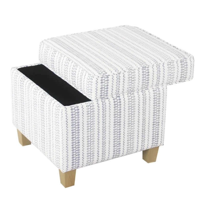 Blue and White Hometown Striped Storage Ottoman