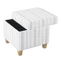 Blue and White Hometown Striped Storage Ottoman