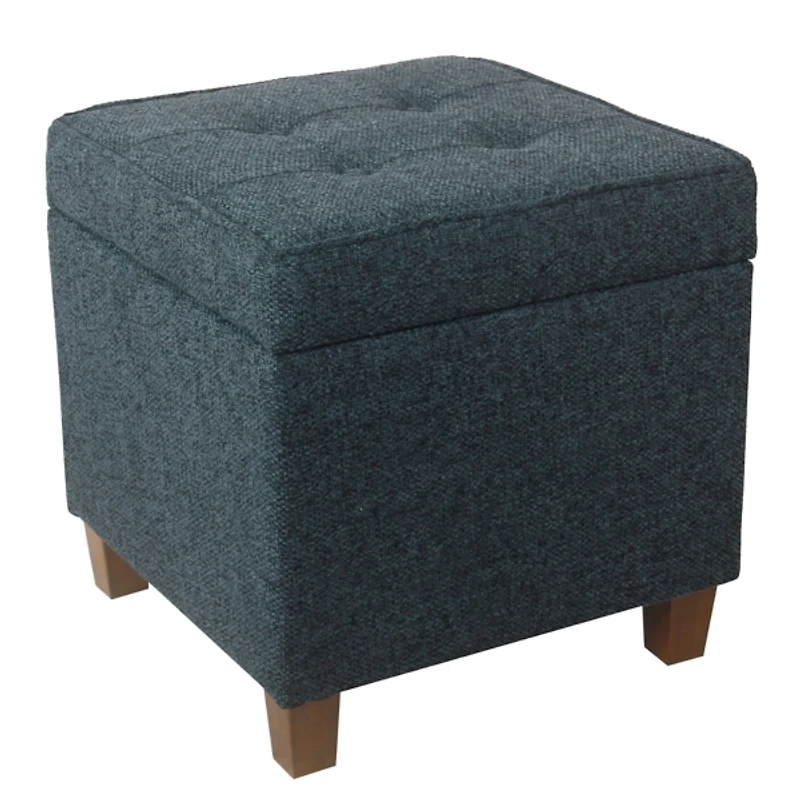 Navy Tufted Upholstered Storage Ottoman
